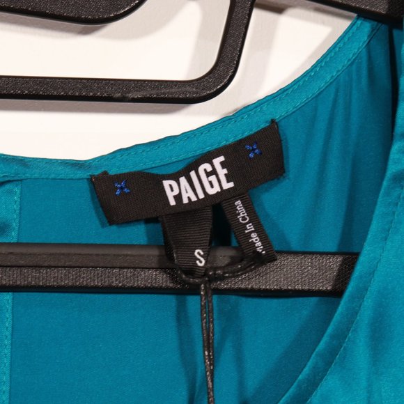 NWT PAIGE Sleeveless 100% Silk Deep Turquoise Blouse - Picture 7 of 10